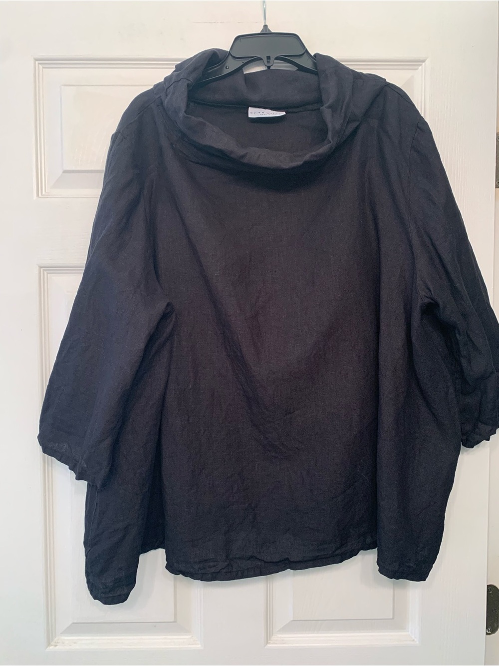Bryn Walker Linen Black Cowl Neck Blouse Size 2X Minimalist